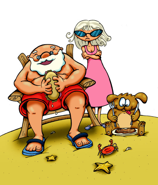 海滩上快乐的爷爷奶奶图片下载