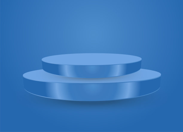 两叠蓝色3Ds舞台或讲台，站立。矢量舞台用于展示产品展示图片下载