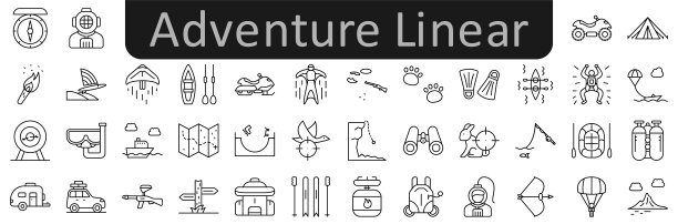冒险线性图标集。Web图标集。网站集合图标矢量图片下载