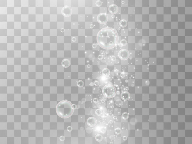 透明背景上的空气肥皂泡。灯泡的矢量插图。图片下载