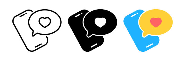 矢量插图智能手机与心脏表情符号语音泡泡得到消息在屏幕上。社交网络和移动设备概念。网站图形图片下载