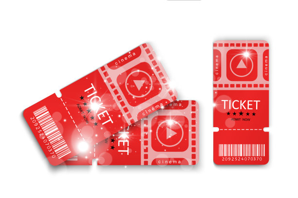 参加透明背景的活动或电影的门票。漂亮的现代旅游传单。图片下载