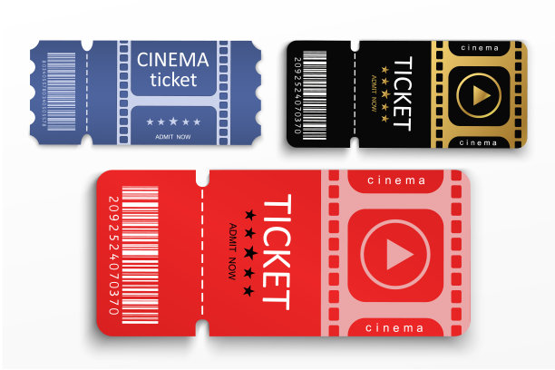 参加透明背景的活动或电影的门票。漂亮的现代旅游传单。图片下载