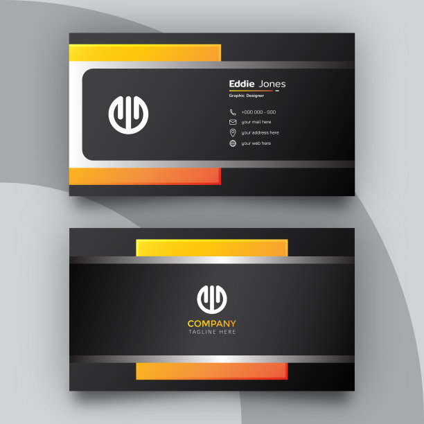 公司黑色和橙色名片设计模板图片下载