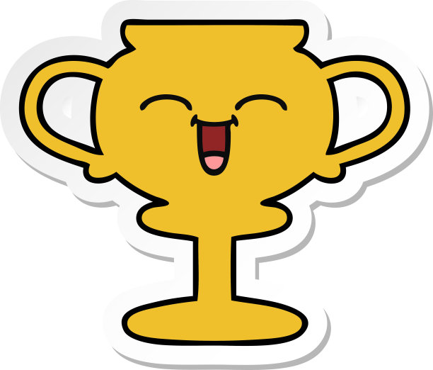 一个可爱的卡通奖杯贴纸图片下载