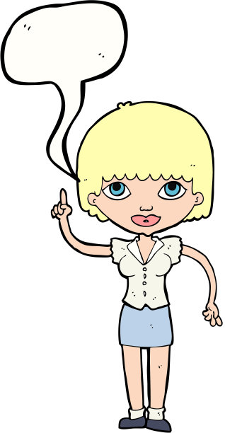 卡通女人，有想法，有言语泡沫图片下载