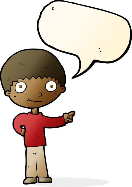 卡通快乐男孩用言语指着泡泡图片下载