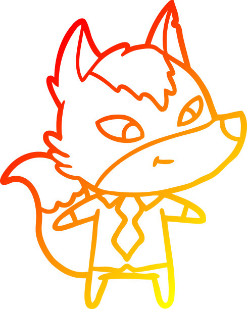 温暖的梯度线绘制一个友好的卡通狼经理图片下载