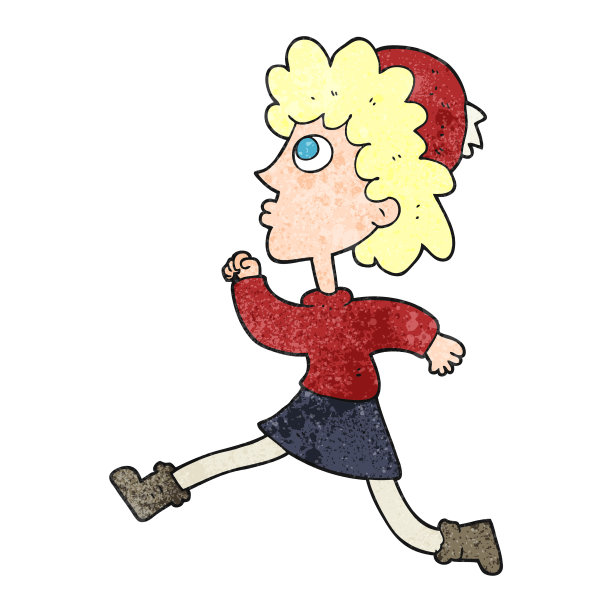 徒手纹理卡通跑的女人图片下载