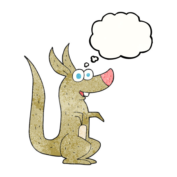 手绘思想泡泡纹理卡通袋鼠图片下载