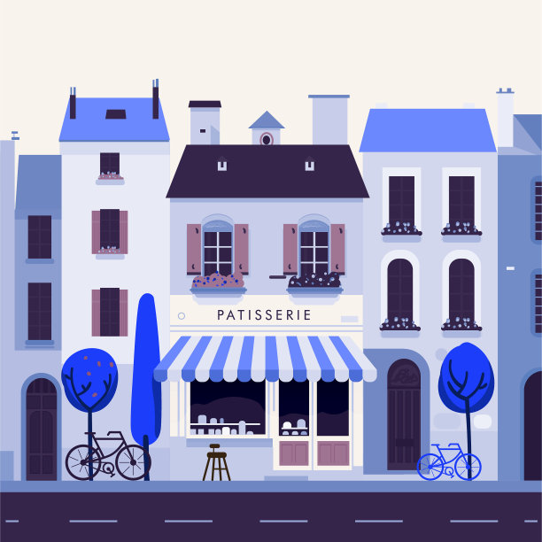 法国旅游复古现代风格普罗旺斯风景建筑巴黎插图图片下载