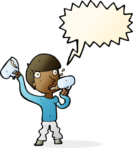 带有思考泡泡的喝啤酒卡通男人图片下载