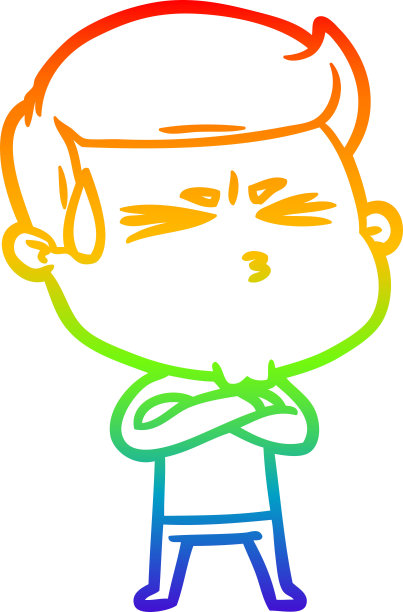 彩虹渐变线条的漫画人出汗图片下载