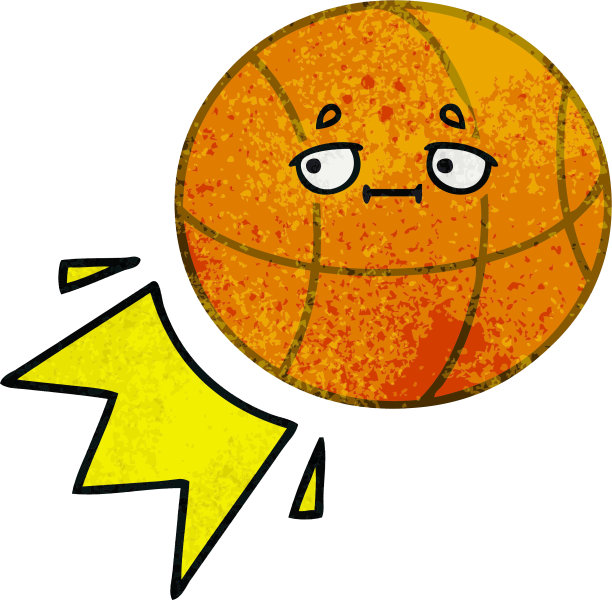 一个篮球的复古垃圾质感卡通图片下载