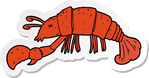 卡通龙虾贴纸图片下载