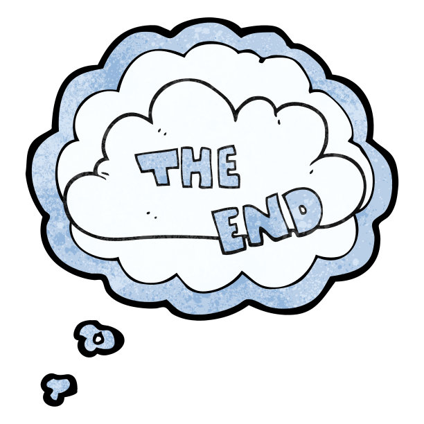 手绘思想泡泡纹理卡通结束符号图片下载