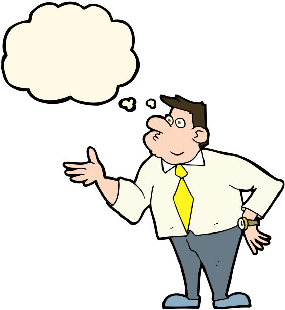 卡通商人用思想泡泡问问题图片下载