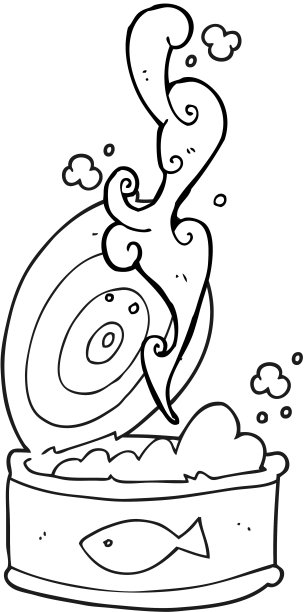 手绘黑白卡通金枪鱼罐头图片下载