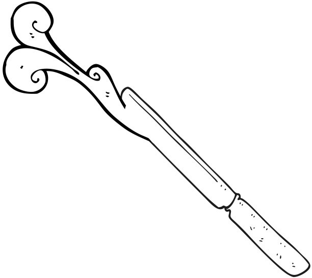 手绘黑白卡通黄油刀图片下载