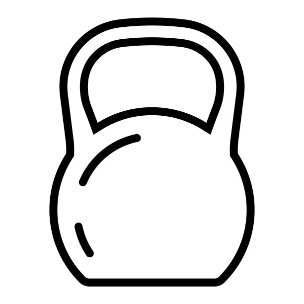壶铃线条图标，扁平矢量训练器材图片下载