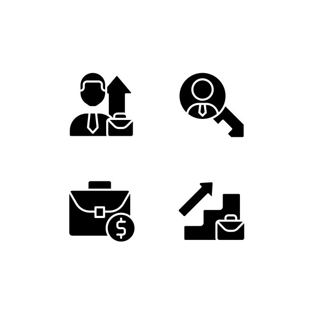 职业机会黑色字形图标设置在白色空间图片下载