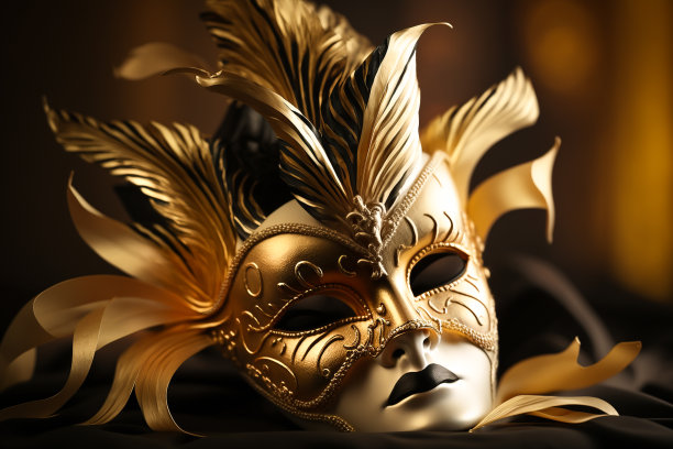 金色狂欢节面具。口罩是用来遮盖脸部的配件。用于娱乐、宗教、艺术或实用目的这个词起源于拉丁语mascus或masca =鬼。图片下载