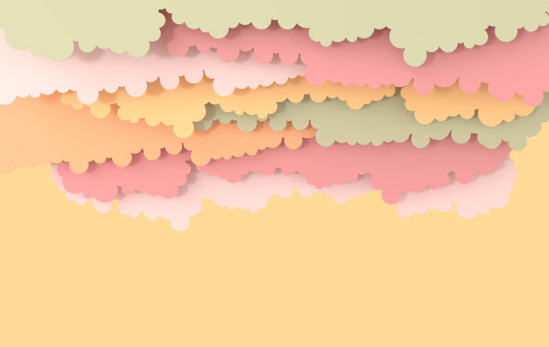 纸云三维渲染。可爱的背景为儿童设计图片下载