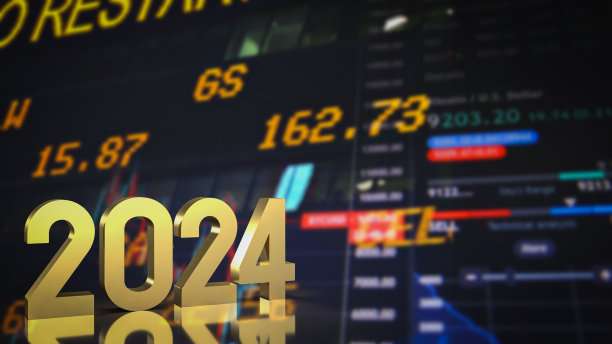 黄金数字2024为新年概念3d渲染。图片下载