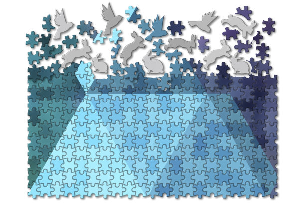 小鸟和兔子闪亮的拼图图片下载