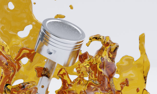 活塞曲轴加润滑油。白色背景上溅着油的汽车发动机部件。3D渲染插图。图片下载