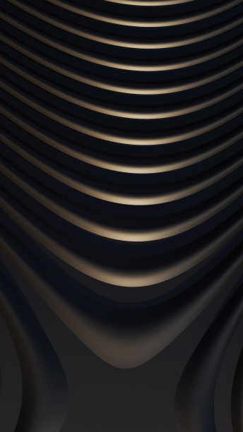 黑色金属纹理钢纹。灰色线条曲线设计在抽象的黑色背景。黑色水平模板或横幅，商业背景。带有柔和波浪的抽象背景。三维演示图片下载