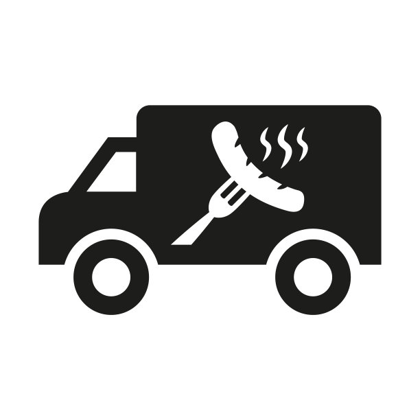 白色背景上的食品车图标。图片下载