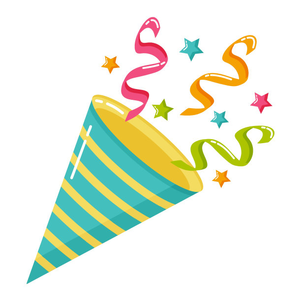 明亮的爆竹，五彩纸屑和星星。普林节狂欢元素图片下载