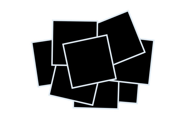 堆的照片与黑色空白隔离在白色背景背景。摄影模板。记忆图像。三维渲染图片下载