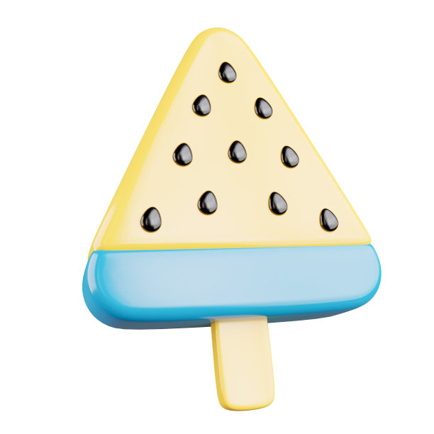 冰淇淋西瓜形状的三维渲染。图片下载