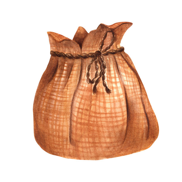 手绘水彩麻袋。环保花盆图片下载