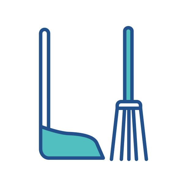 扫帚棍端簸箕图标设计，扁平化风格新潮合集图片下载