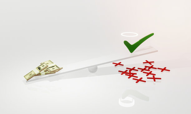 以钱改错为正。腐败的概念。正义天平上有白色背景的钱。正义的概念。3 d渲染。图片下载