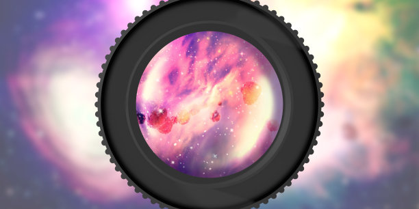 在望远镜镜头里，宇宙充满了星星。抽象的星云或星系。天文学概念背景。三维渲染图片下载