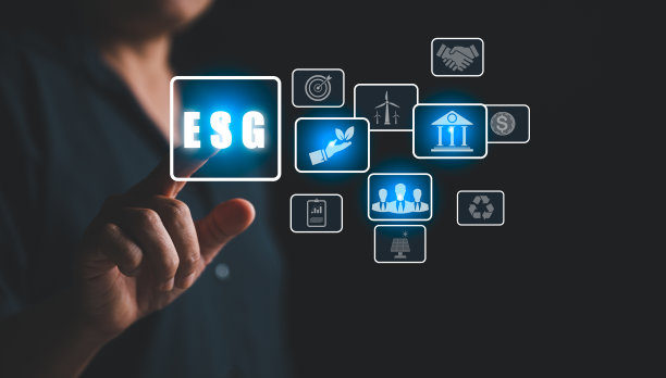 ESG环境社会治理经营战略投资理念。黑暗背景下网络连接的伦理可持续经营。生产与环境保护的思路。图片下载