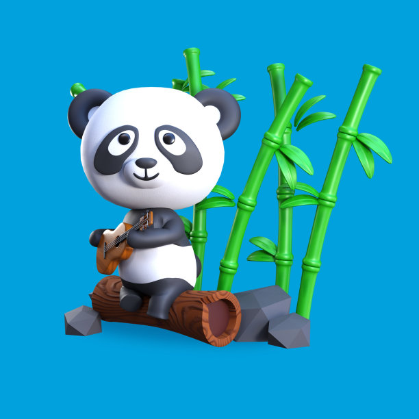 一只可爱的熊猫在弹吉他图片下载