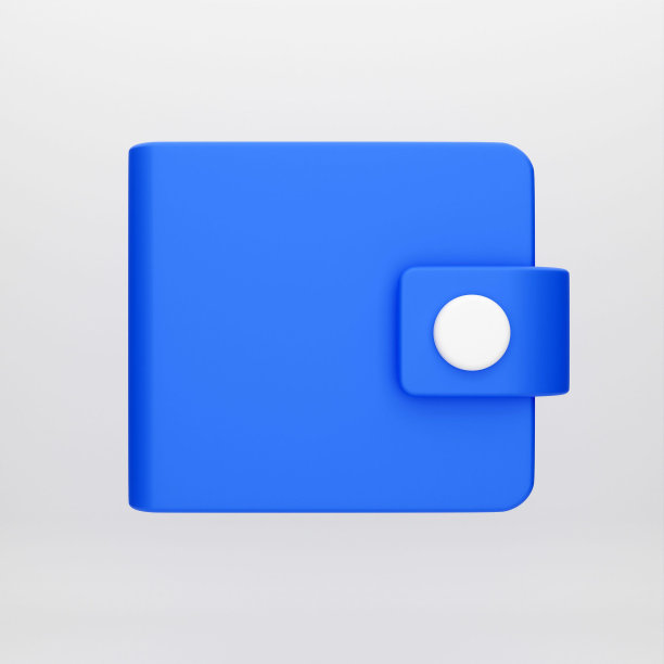 三维插图，白色背景的蓝色钱包图片下载