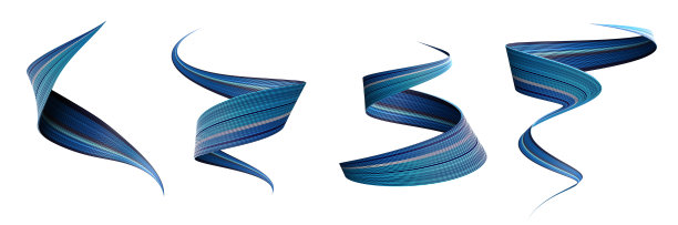 在白色背景上孤立的抽象彩色旋转丝带的3D渲染图片下载