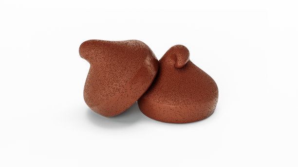 两个巧克力片在白色背景上的3d渲染图片下载