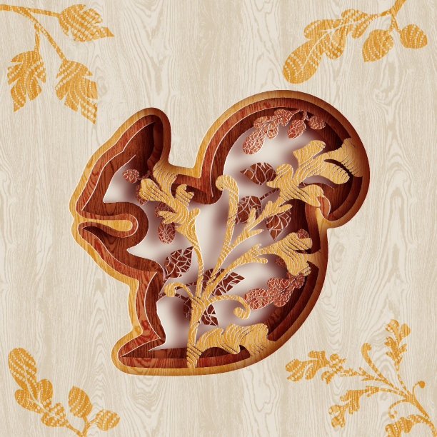 用松鼠和树叶的生殖创建的插图图片下载