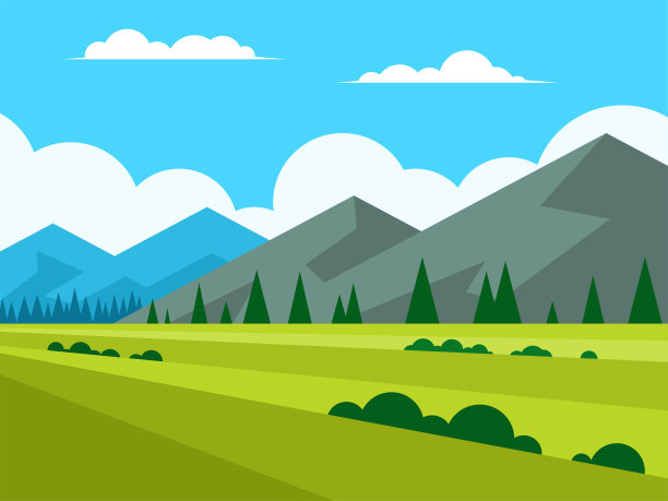 夏季山地景观矢量图片下载