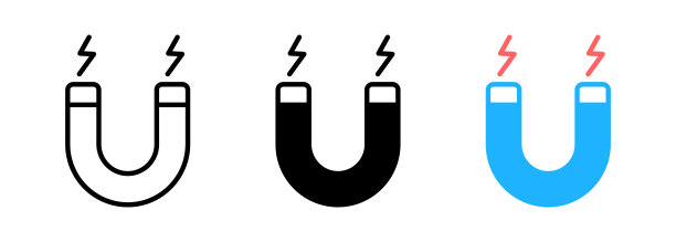 磁体图标矢量。移动概念和网页设计的线性风格标识。电磁符号说明。像素矢量图形-矢量。图片下载