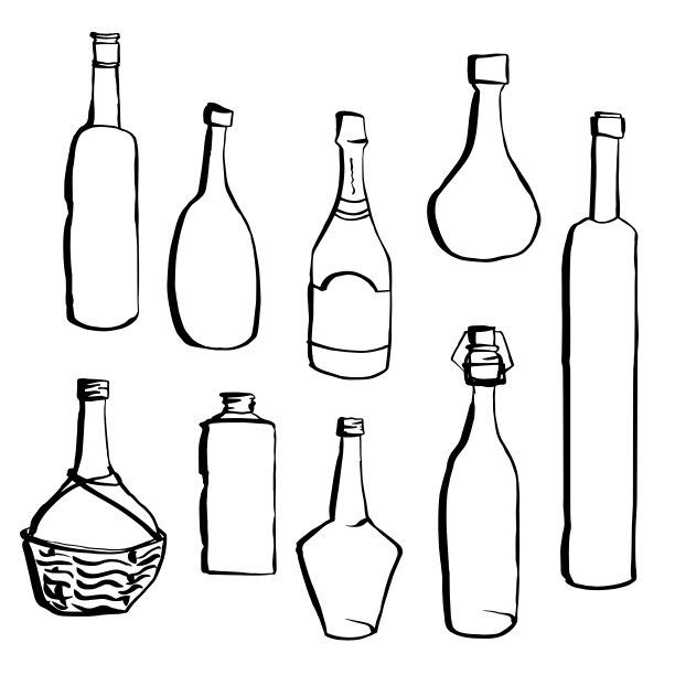 手绘轮廓风格瓶套。矢量剪贴艺术图片下载
