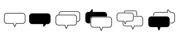 语音气泡行图标设置。简单的泡泡聊天图标。和泡沫。空言云聊集。消息框通信。矩形语音气球。图片下载