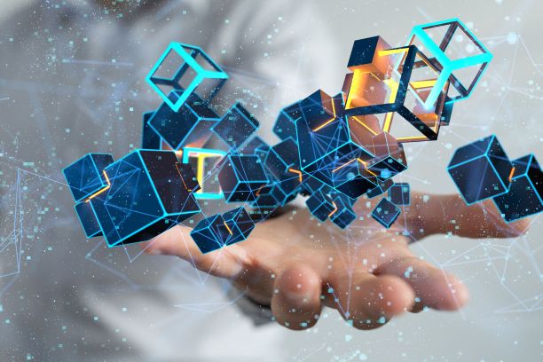 一个全球网络漂浮在一个手的3d数字插图-数据流的概念图片下载